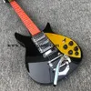 2022 New Small Double Wave Electric Guitar,Stringed Instrument,Black Paint,Yellow Cover Plate,Korean Accessories