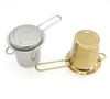 Rostfritt stål Guld Tea Silver Folding Fällbar Tea Infuser Korg för Tekanna Cup Teaware Partihandel Sn4941