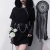 Kadınlar Gotik Siyah PU Kemerler Zincir Gizli Düğme Goth Cosplay Punk Tarzı Hip Hop Moda Kadın Kemer Parti Kulübü Rahat Kemer Y220301