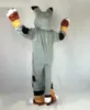 Halloween Grey Husky Mascot Traje de Alta Qualidade Cartoon Pelúcia Anime Anime Tema Caráter Adulto Tamanho Natal Carnaval Festival Fancy Dress