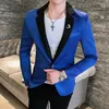 브리티시 스타일 슬림 맞는 맞는 자켓 남자 코트 Terno Masculino Veste 의상 옴므 딥 v 섹시한 복장 망 세련된 블레이저 4 색 201104