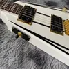 Özel Jacks R Aormity V-Şekilli Kırlangıç ​​Elektro Gitar Beyaz Vücut Koyu Stripes Altın Donanım