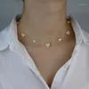 Chokers 2 Цвета Сердце Очарование Ссылки Цепи Ожерелье Вымощенные CZ Мода Ювелирные изделия Для Женщин Свадебный Подарок 2021 Летний Стиль1