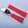20mm Curved End strap and Middle Gold Polished Clasp Silicone Black Navy Green Orange Red Rubber Watchband For Rol strap SUB GMT D209M