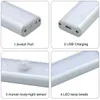 Dual Mode 2W 100lm 800mAh inomhusbelysning 28LED med 20 2835 lamppärlor Infraröd Auto-avkännande LED-sterilisering UV Garderob Lamp Silver USB-laddning