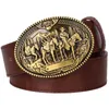 Fashion heren lederen riem wilde cowboy riem westerse cowboystijl hiphop rock jeans riem metaal grote gesp riem 201117 164c