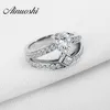 Ainuoshi Partihandel 1 Carat Pear Cut Sterling Solid 925 Silver Bröllop Bröllop Engagement Ring Smycken Gåvor för Lover Promise Y200106