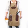 WEEYI Men Ladies Salon Haircut Apron Hairdressing Waxed Canvas Leather Barber Hairstylist Manicure Aprons 2010073047