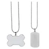 Sublimation Blank Pendant Necklace Heat Transfer Pet Dog Tag DIY Creative Pets Supplies