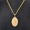 Fashion Mens 18k Gold Plated Virgin Mary Pendant Halsband Fashion Hip Jewelry Designer Link Chain Punk Men Neckor For Men Women271m