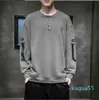 2022 Męskie koszulki z długim rękawem Nowy sweter jesienny męska T-shirt Trendy Hong Kong Style Luźne ubrania