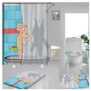 Zasłony prysznicowe zabawny zestaw łazienkowy z zasłoną 4 -częściową okładkę dywanu kreskówka do kąpieli toaletowa podkładka