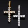 Iced Out Zircon Cross Pendant with 4mm Tennis Chain Necklace Set Mens Hip Hop Jewelry Gold Silver Cz