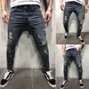 Mens Cool Designer Merk Potlood Jeans Skinny Ripped Vernietigde Stretch Slanke Fit Hop Hop Broek met Gaten voor Men1