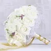 30 Rose Wedding Bouquets Handmade Bridal Flower Party Gifts Wedding Accessories Flowers Pears beaded with Ribbon