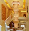 LED Modern Golden Crystal żyrandole światła Oprawa American Spiral Schody Long żyrandol Hall Light Wysokość 200 cm/300 cm/400 cm/500 cm