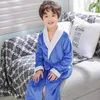 Winter Warm Bathrobe for Children Lengthened Flannel Robes 5-14 Years Girls and Boys Striped Sleepwear Cotton Kids Bathrobe LJ201216