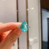 Deszcz luksus Wong 925 Sterling Srebrny Paraiba Tourmaline Kamień Kołowy