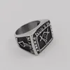 Antique Retro Silver Stainless Steel Men's Freemason Ring Master Signet Champion Championship Style Mason Compass Square Masonic Ring Jewelry