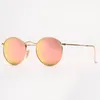 Moda feminina óculos de sol masculino redondo metal óculos de sol vintage pumk óculos de proteção uv lentes de vidro com capa de couro e vermelho 3462712