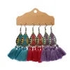 isang boho 스타일 술 tassel dangle 귀걸이 여자 깃털 꽃 달콤한 캔디 컬러 드롭 귀걸이 쥬얼리 3Pair / Set