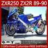 Zestaw całego nadwozia dla Kawasaki Ninja ZX 2R 2 R R250 ZXR 250 ZX2R ZXR250 1989 1990 Body 84no.88 ZX-2R ZXR-250 89-98 ZX-R250 ZX2 R 89 90 Blue Flames Faircycle Fairing