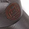 Xthree осень-зима кожаная бейсболка из искусственной кожи зимняя шапка с защелкой на спине для мужчин повседневная кепка модная шляпа высокого качества 220115249U