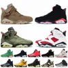 2023 Autentiska herrar utomhusskor 6S Carmine 6 S British Khaki Cactus Jack Medium Olive UNC Black Infrared DMP Hare Gatorade