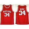 NCAA 1985 Maryland Terps #34 Len Bias College 농구 저지 빈티지 Len Bias Northwestern Wildcats 고등학교 스티치 유니폼 셔츠