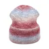 Tie Dye Skull Caps Beanie Damen Herren Strickmützen Winter Regenbogen Warme Mütze Herren Outdoor Casual Cap Jungen Mädchen Mode Straßenhüte NEU