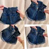 2020 Pantaloni denim per bambini Pantaloni estivi con volant a vita alta Jean Shorts Tasca per ragazze Bottone elastico Nappa Pantaloni da cowboy per bambini Moda Blu 22h5541565