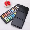 12/18/24 colori Set di colori ad acquerello solido Pennello da disegno portatile Forniture per pittura acrilica 201225