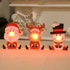 Adornos brillantes de madera para Navidad, luz LED luminosa de Papá Noel, muñeco de nieve, ciervo, colgante, decoraciones para árboles de Navidad, regalos de juguetes para niños