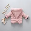 Winter girl's cotton coat jacket girl baby cotton padded thickened warm big wool collar hooded cotton jacket LJ201130