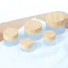 New Frosted Glass Jar Cream Bottles Round Cosmetic Jars Wooden Hand Face Packing Bottles 5g 10g 15g 20g 30g Jars With Wood Cover