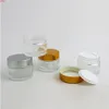 12 x 50g Pot en verre transparent Pot Crème de soin de la peau Bouteille rechargeable Conteneur cosmétique Outil de maquillage avec couvercle en plastique pour l'emballage de voyage