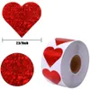 1/1,5 pollici Adesivi adesivi a forma di cuore rosso San Valentino Etichette per imballaggio in carta Candy Dragee Bag Confezione regalo Borsa per imballaggio Matrimonio 500 PZ