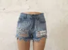 2020 Sexy Denim-Shorts für Frauen mit hoher Taille, zerrissene Nietenloch-Jeans, Distressed Cutoff-Shorts, LJ200815