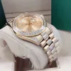 2023 Modeklockor 41mm Sapphire Mirror Double Date Watch Waterproof Watch Stainless Steel Middle Row Strap Diamond Ring Gif2934