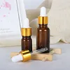 5-100ml Amber Glas Lege Dropperfles Essentiële Olie Parfum Fles Vloeibare Druppelfles met Rose Gold Cap Oog Druppelaar