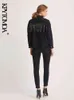 KPYTOMOA Damesmode Kwastje Beaded Oversized Denim Jas Jas Vintage Lange Mouw Gerafelde Zoom Vrouwelijke Bovenkleding Chic Tops 211223