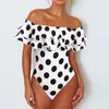 1pc Bademode Frauen 2020 Plus Größe 4XL Sommer Dot Print Badeanzüge Sexy Badeanzug Off Schulter Rüschen Bademode T200708