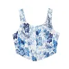 Snygg Lady Blue and White Porslin Crop Tank Toppar 2020 Sommarfjäder Kvinnor Ärmlös Etniska Hidden Breasted Zipper Vest Tops1