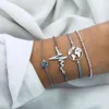 Mode Heartbeat World Map Charm Armband Multilayer Wrap Armband för kvinnor Fashion Jewelry Set Will and Sandy Gift