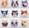 3D chat chien visage en peluche porte-monnaie pochette mignon chiot carlin tête fermeture à glissière portefeuille dessin animé Animal sac pendentifs breloque