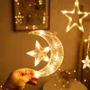 Star Moon Led Curtain Garland String Light Eid Mubarak Ramadan Decoration Islam Muslim Party Decor Al Adha Gift 220226