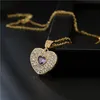 Luxe stijl 18K vergulde hartvormige hanger rhinestone diamant mama ketting