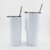 Customized 20oz Sublimation DIY Tumblers Stainless Steel Thermos Bottle Car Cups with Lid and Straw WWQ