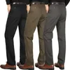 Autumn Winter Men Thicken Cotton Warm Pants Man Cotton Baggy Long Trousers Business Straight Black Casual Pants Middle-Aged 201128