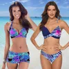 Muolux 2020 Backless Floral Print Tankini Swimsuit Kobiety Bikini Set Retro Kostium Kąpielowy Plus Rozmiar XXXL Stroje kąpielowe Dwa kawałek biquini t200708